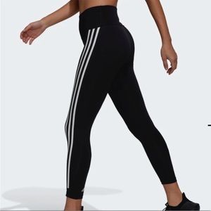 Adidas Women’s Aeroready Classic Black with White 3 Stripe Small 26” inseam